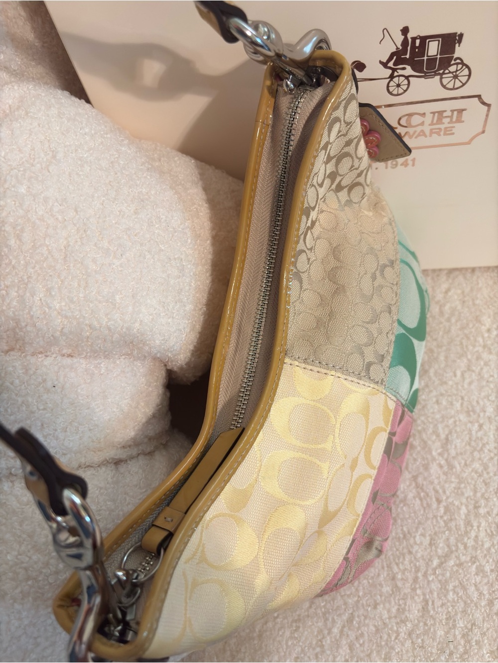 Coach Patchwork Signature Small Hobo Bag in Pastel Multi - Picture 7 of 15